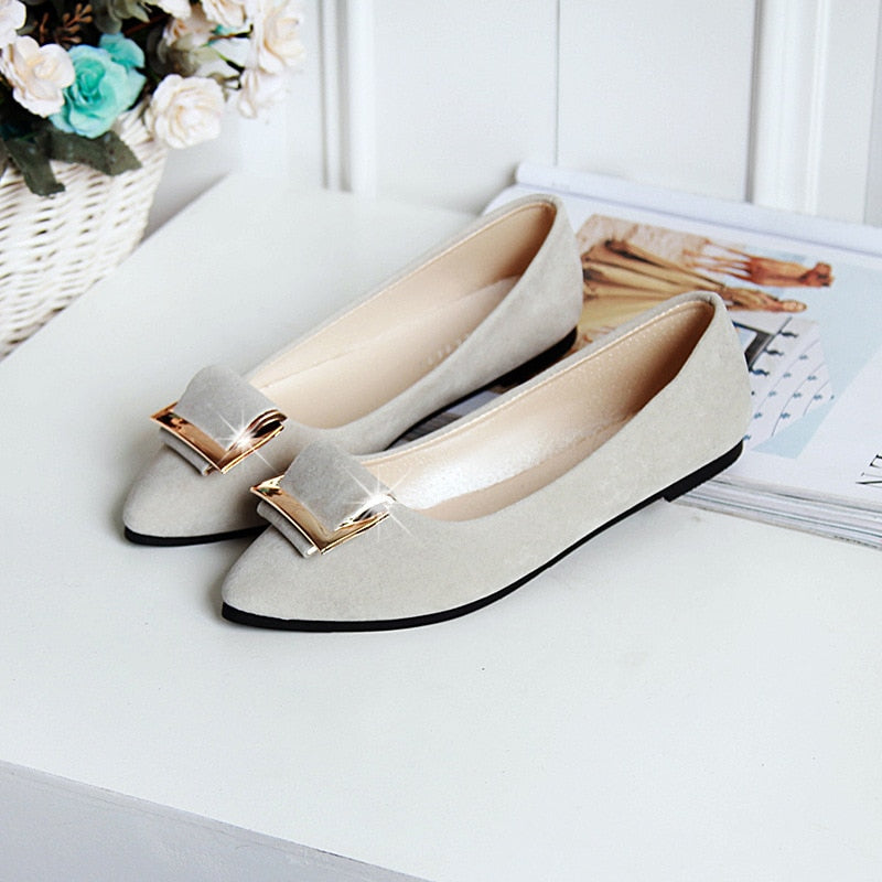 Casual Suede Shallow Pointed Flat Heel Flat Shoes
